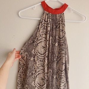 High Neck, Open Back Snake Print Tank